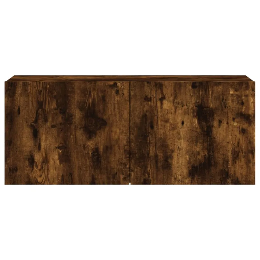 Meuble TV mural chêne fumé 100x30x41 cm - 6