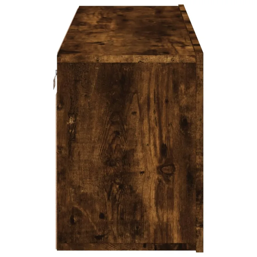 Meuble TV mural chêne fumé 100x30x41 cm - 7