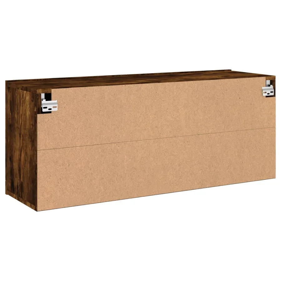 Meuble TV mural chêne fumé 100x30x41 cm - 8
