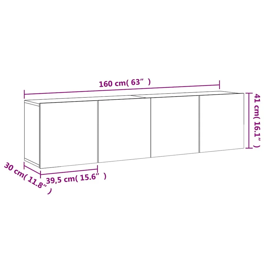 Meubles TV muraux 2 pcs blanc 80x30x41 cm - 13