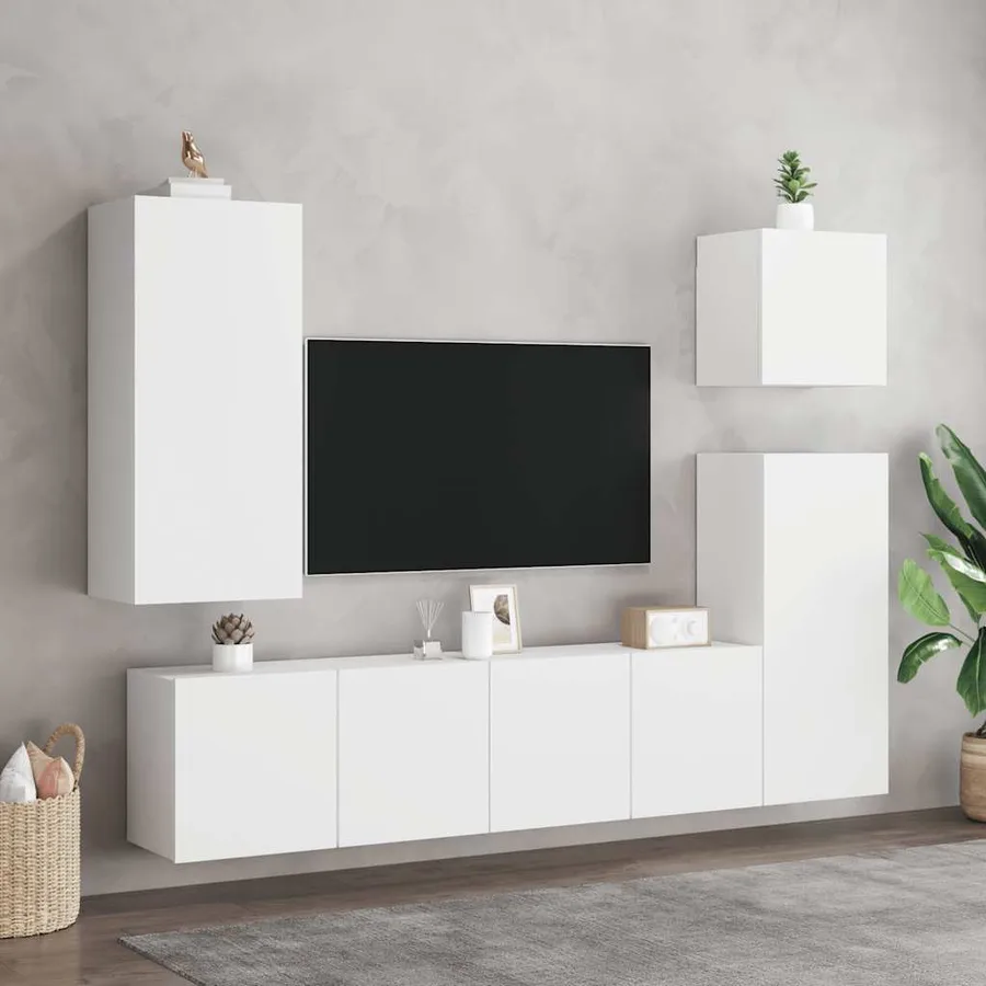 Meubles TV muraux 2 pcs blanc 80x30x41 cm - 3