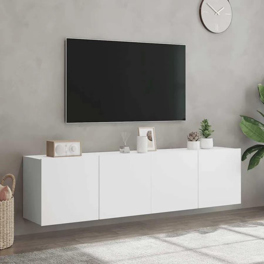 Meubles TV muraux 2 pcs blanc 80x30x41 cm - 4