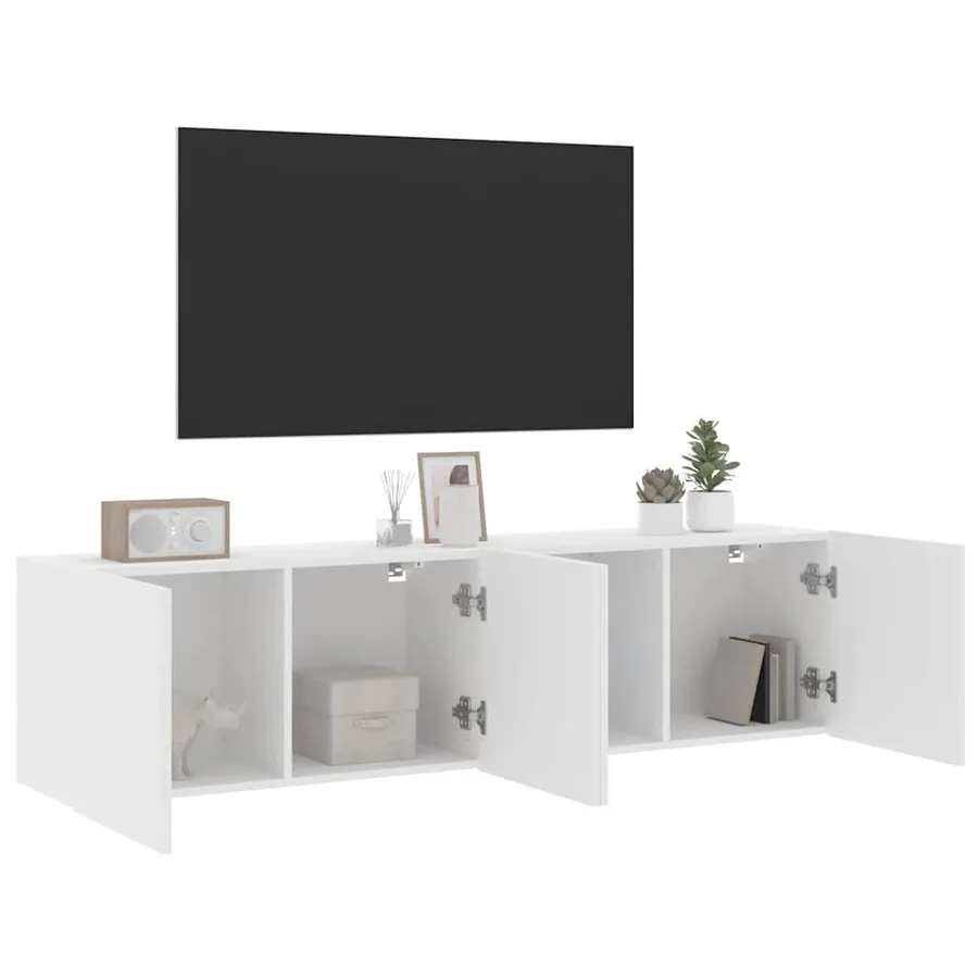 Meubles TV muraux 2 pcs blanc 80x30x41 cm - 5