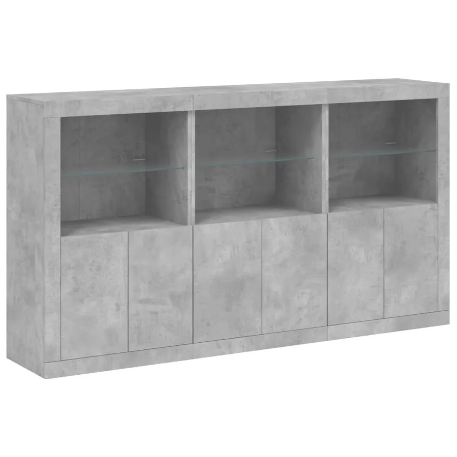 Buffet avec lumières LED gris béton 181,5x37x100 cm - 3
