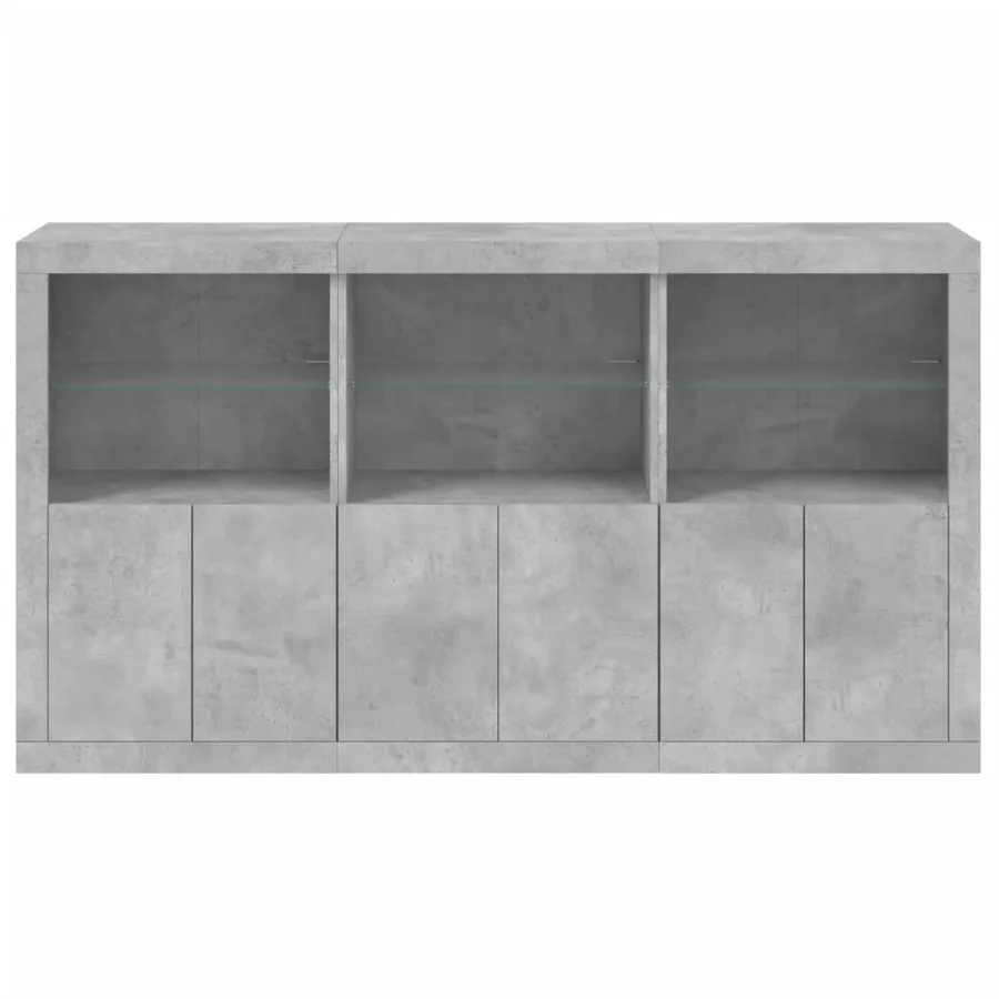 Buffet avec lumières LED gris béton 181,5x37x100 cm - 6