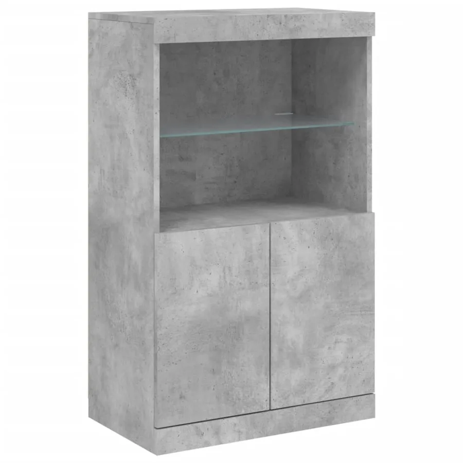 Buffet avec lumières LED gris béton 181,5x37x100 cm - 9