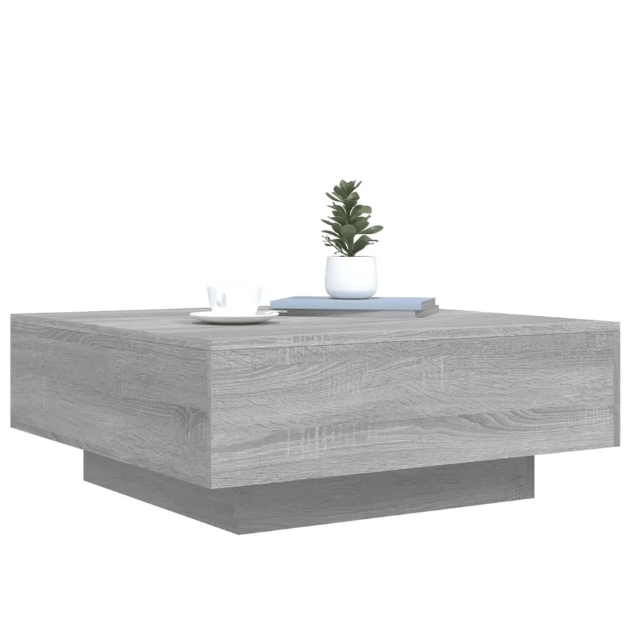 Table basse avec lumières LED sonoma gris 80x80x31 cm - 6