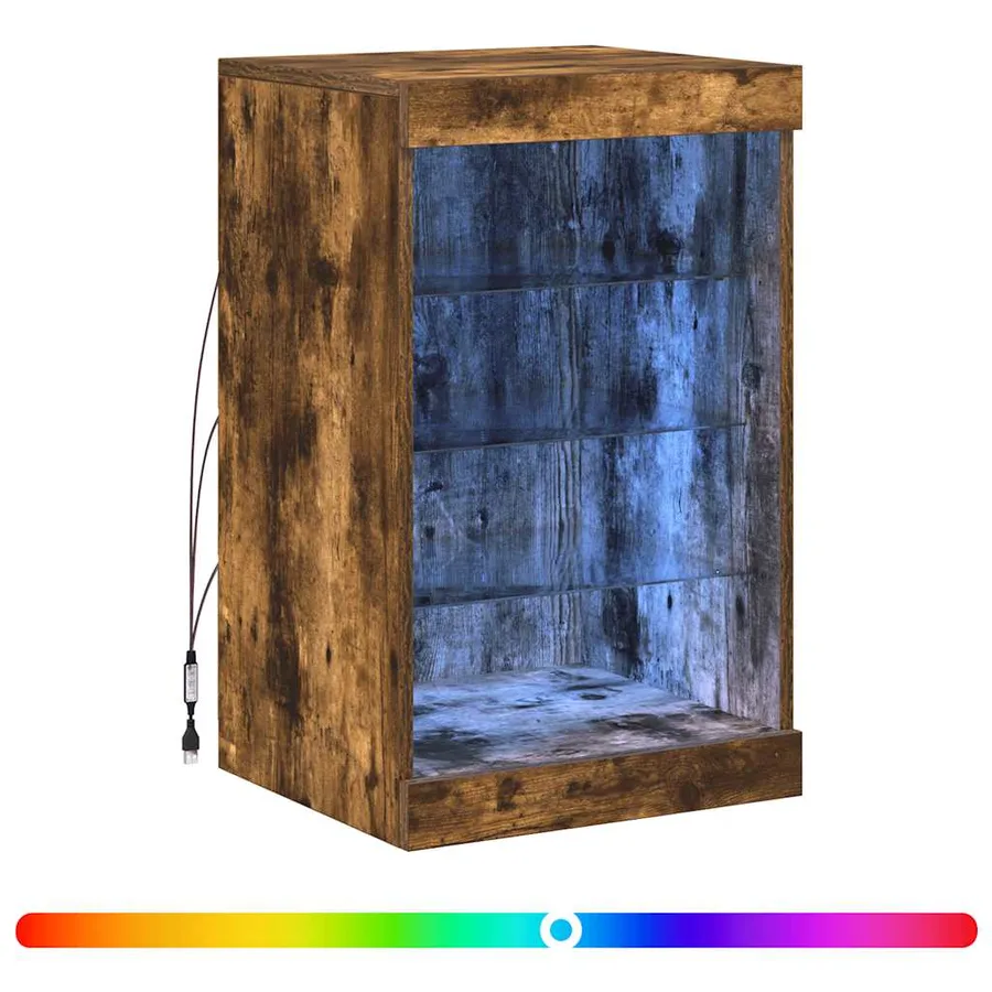 Buffet avec lumières LED chêne fumé 41x37x67 cm - 2