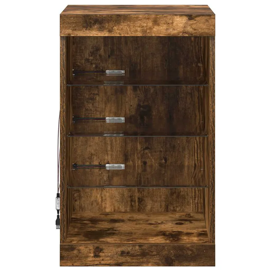 Buffet avec lumières LED chêne fumé 41x37x67 cm - 6
