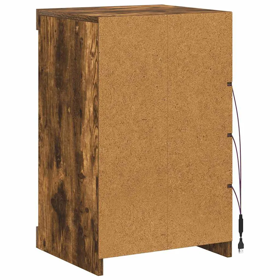 Buffet avec lumières LED chêne fumé 41x37x67 cm - 8
