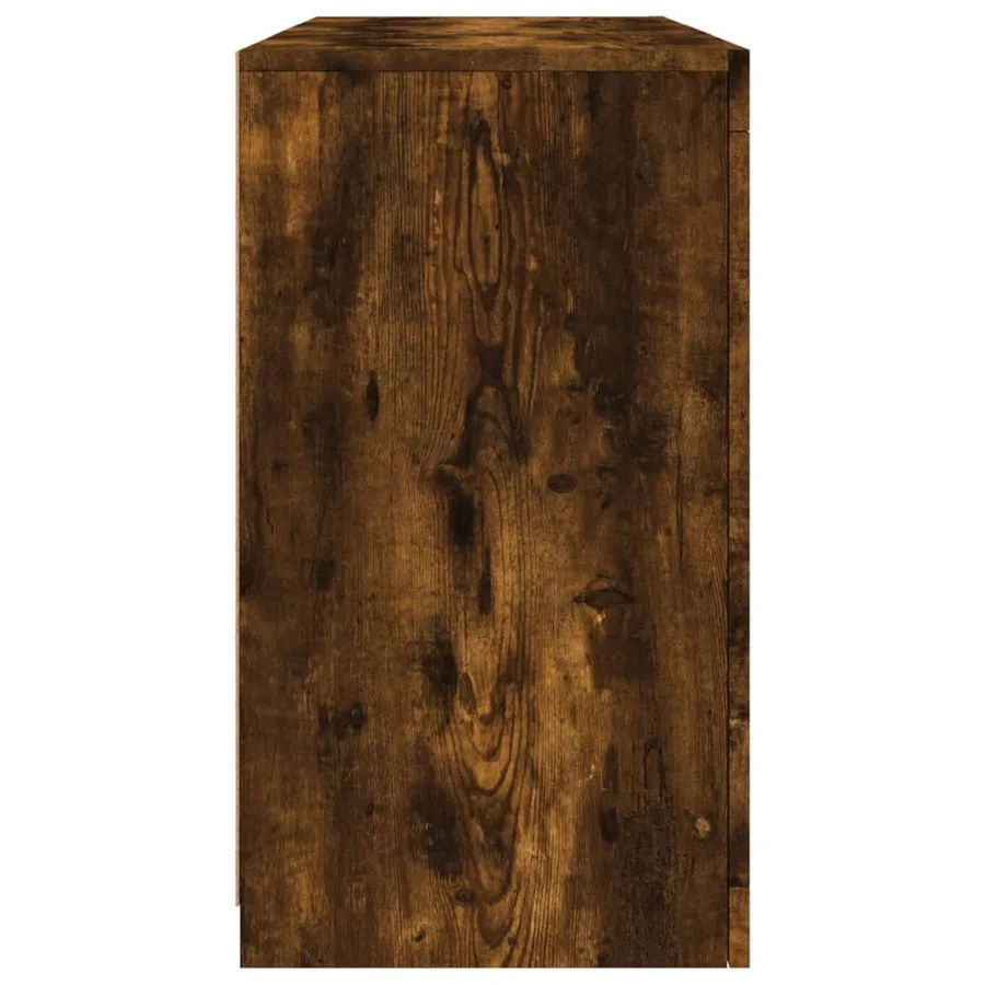 Buffet avec lumières LED chêne fumé 123x37x67 cm - 7
