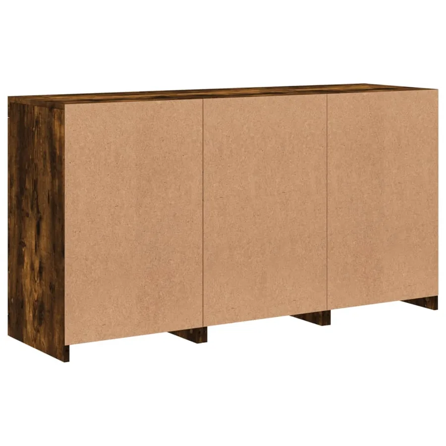 Buffet avec lumières LED chêne fumé 123x37x67 cm - 8