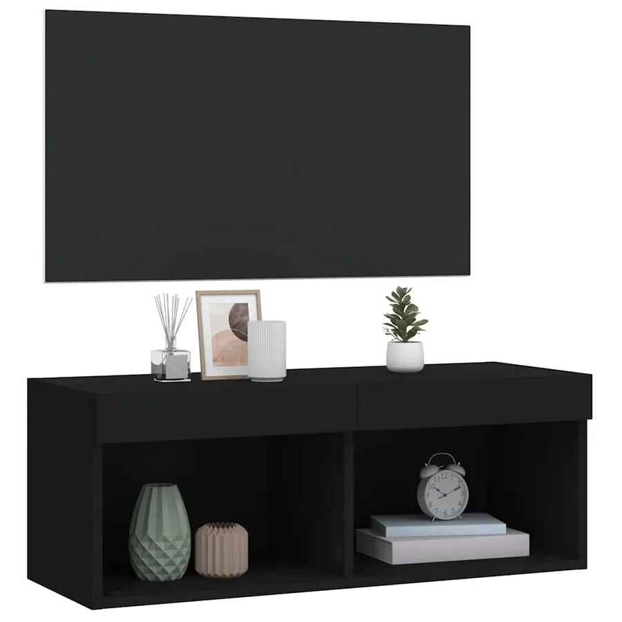 Meuble TV avec lumières LED noir 80x30x30 cm - 6