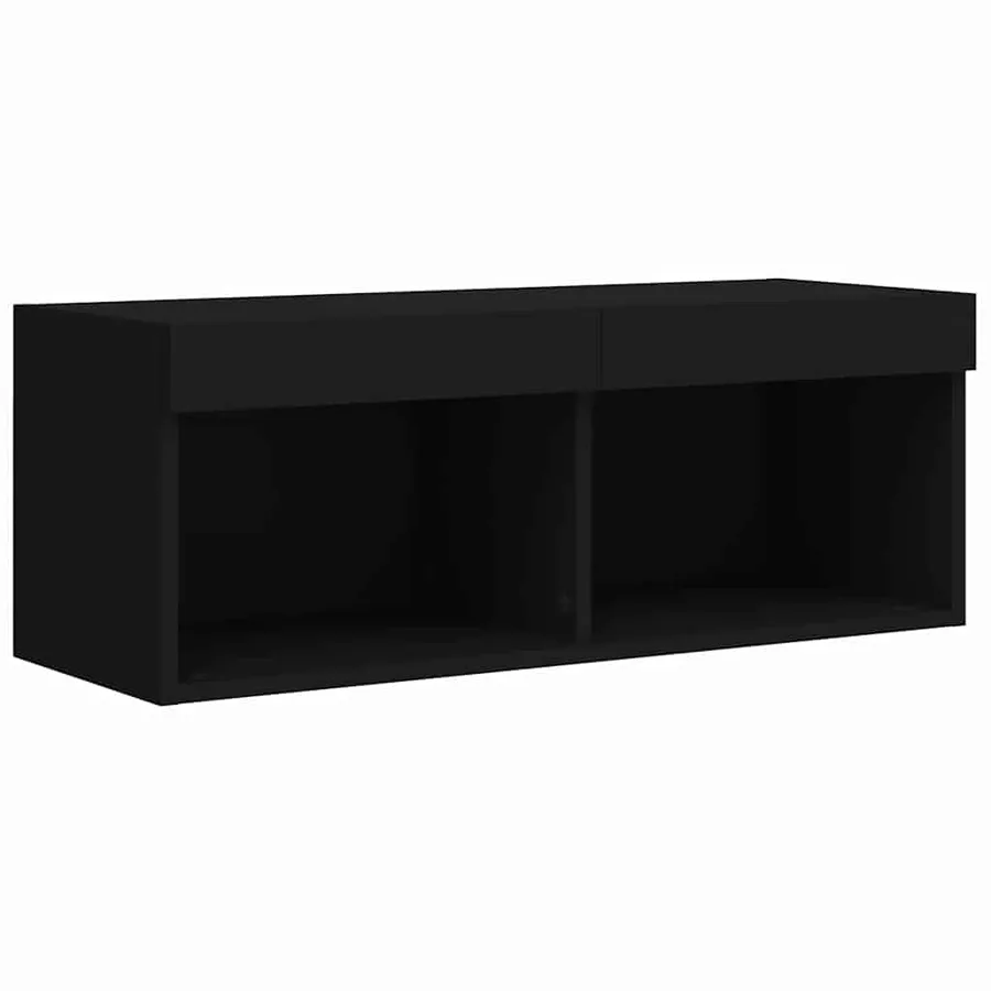 Meuble TV avec lumières LED noir 80x30x30 cm - 7
