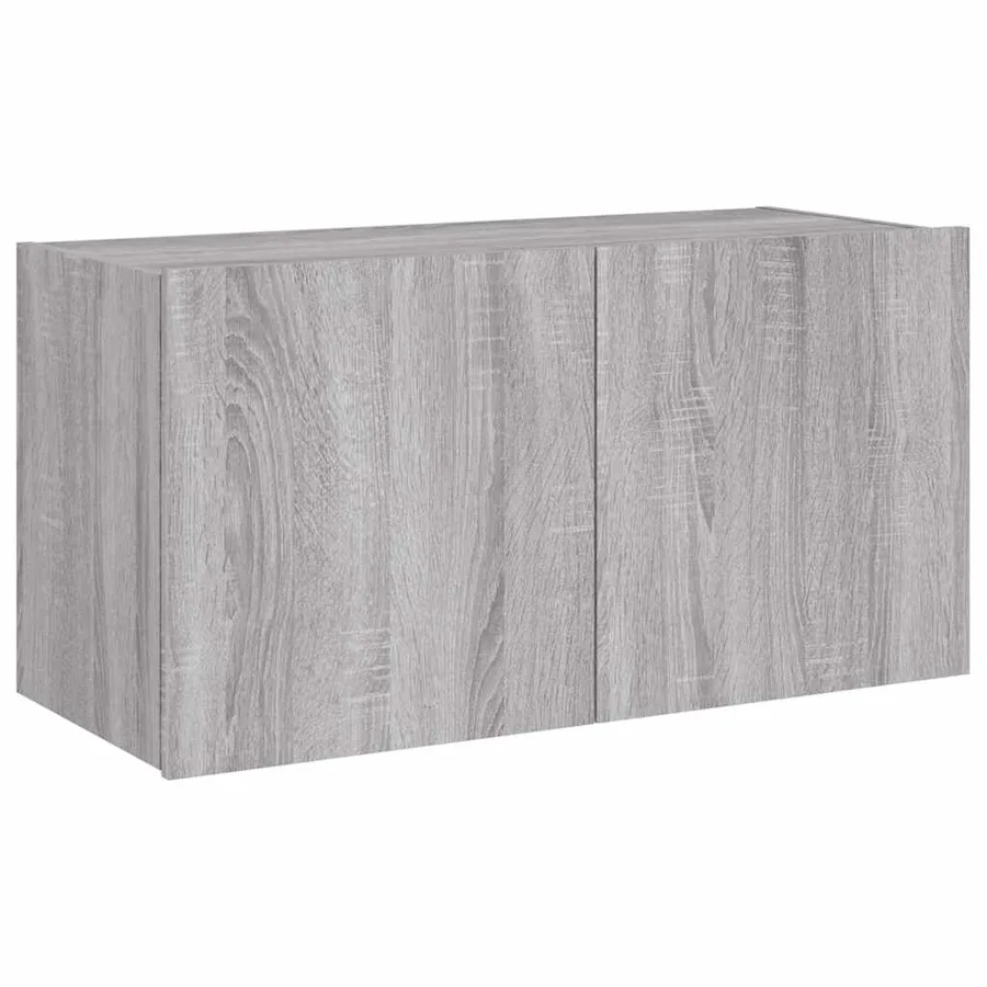 Meuble TV mural avec lumières LED sonoma gris 80x35x41 cm - 3