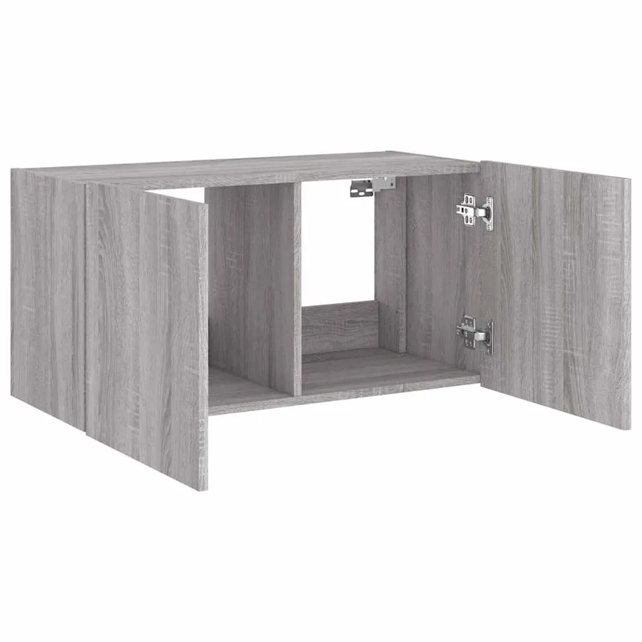 Meuble TV mural avec lumières LED sonoma gris 80x35x41 cm - 8