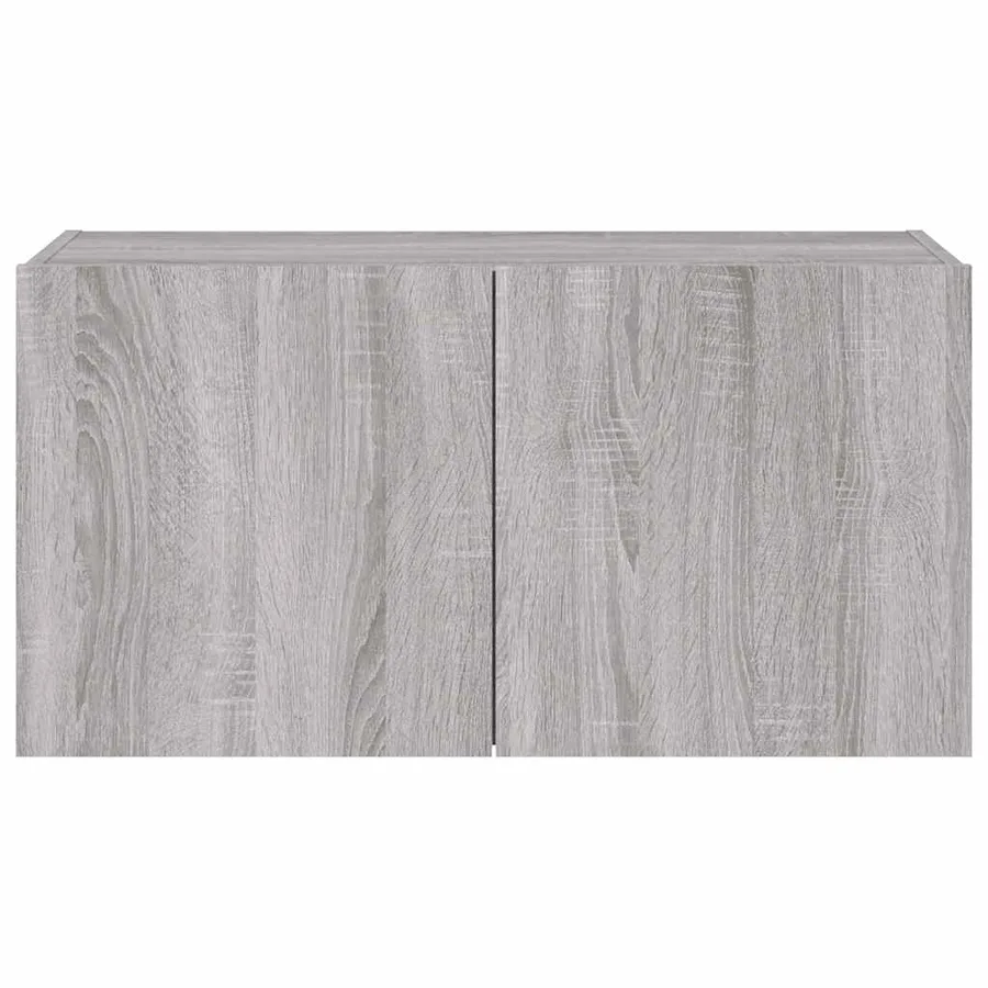 Meuble TV mural avec lumières LED sonoma gris 80x35x41 cm - 9