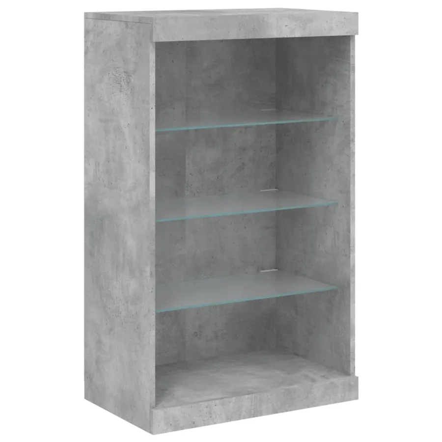 Buffets avec lumières LED 3 pcs gris béton bois d'ingénierie - 7