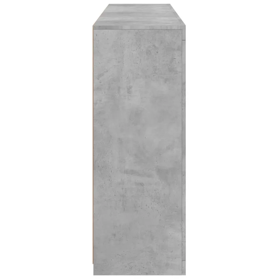 Buffets avec lumières LED 3 pcs gris béton bois d'ingénierie - 9