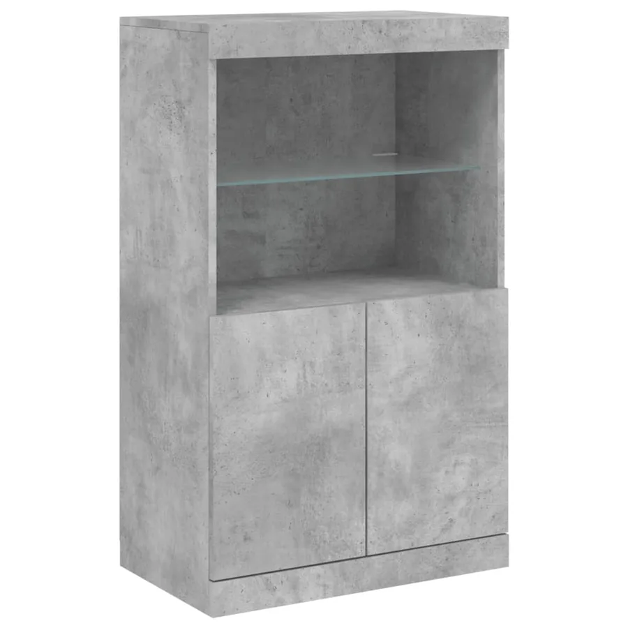 Buffets avec lumières LED 3 pcs gris béton bois d'ingénierie - 7