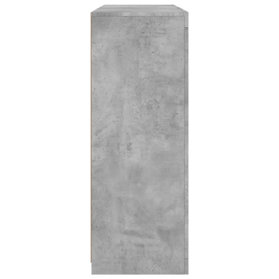 Buffets avec lumières LED 3 pcs gris béton bois d'ingénierie - 9