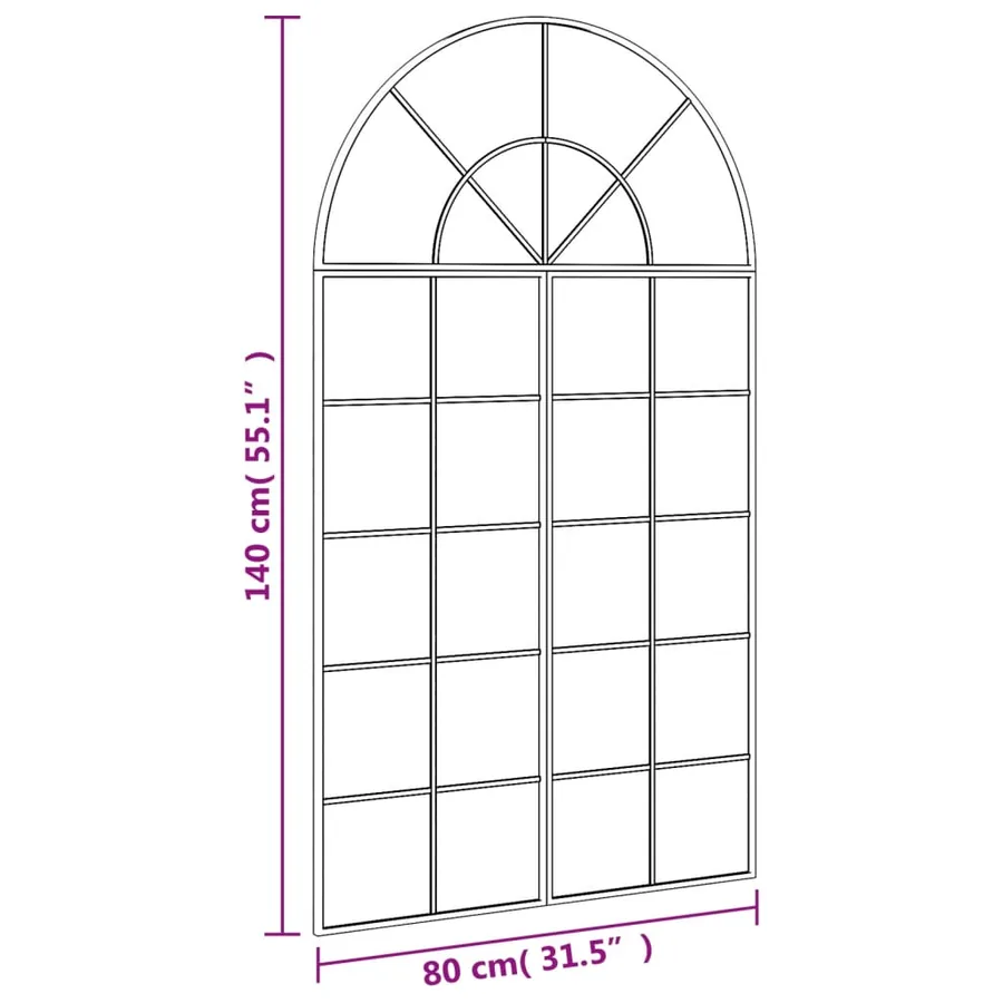 Miroir mural noir 80x140 cm arche fer - 7
