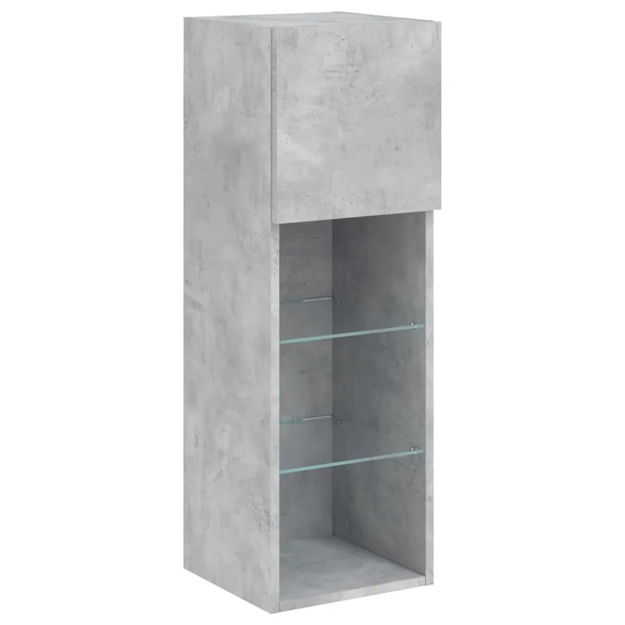 Meuble TV muraux 4 pcs avec lumières LED gris béton - 9