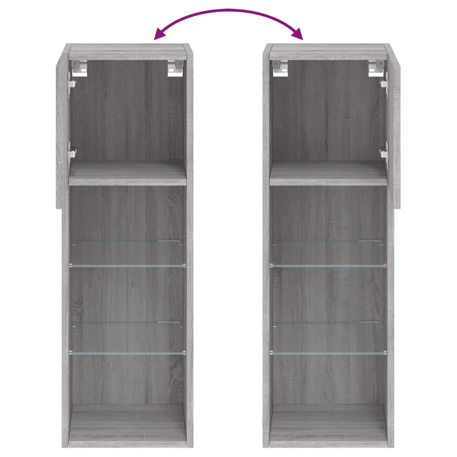Meubles TV avec lumières LED 2 pcs sonoma gris 30,5x30x90 cm - 12