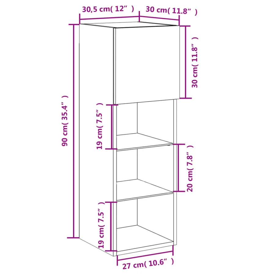 Meubles TV avec lumières LED 2 pcs sonoma gris 30,5x30x90 cm - 18