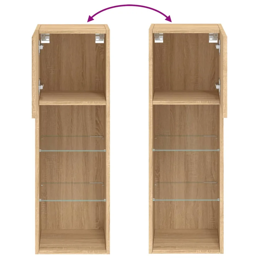 Meubles TV avec lumières LED 2 pcs chêne sonoma 30,5x30x90 cm - 12
