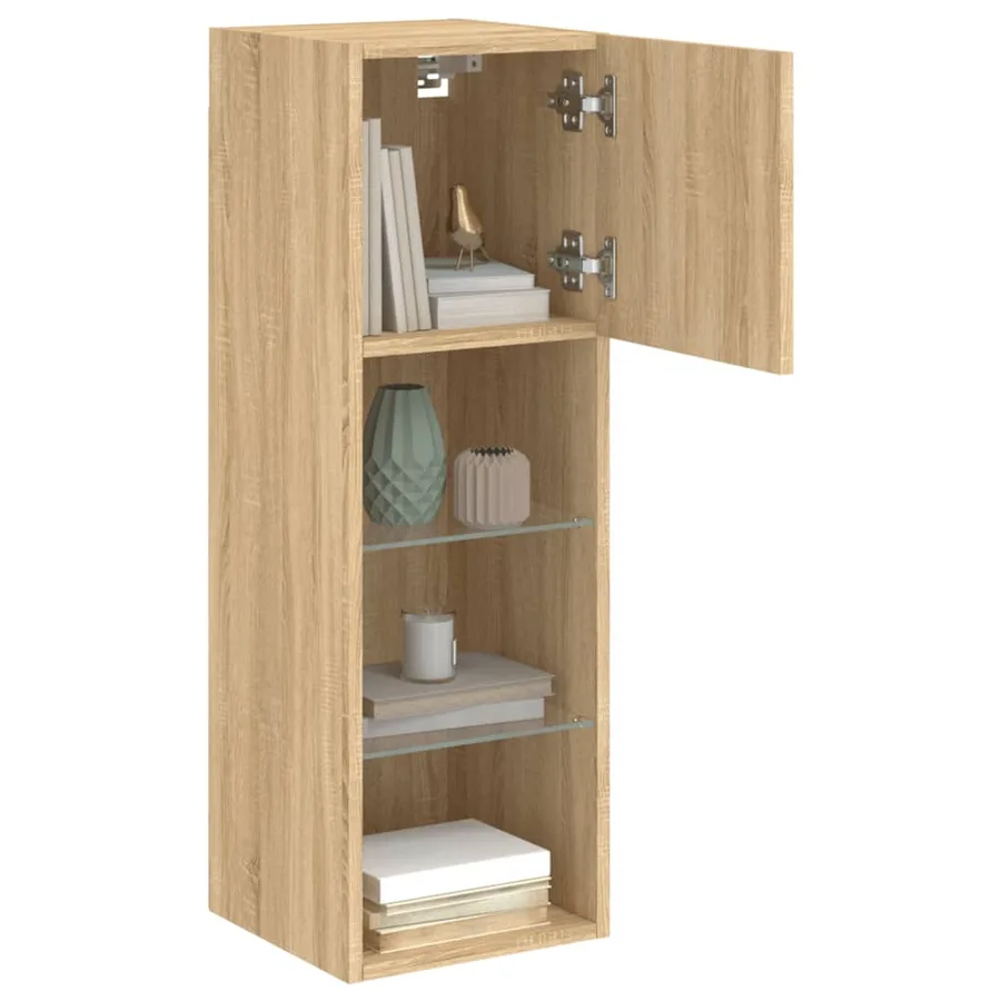 Meubles TV avec lumières LED 2 pcs chêne sonoma 30,5x30x90 cm - 5