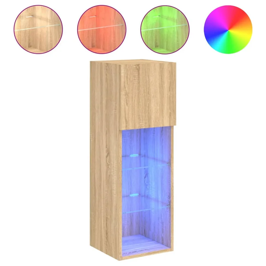 Meubles TV avec lumières LED 2 pcs chêne sonoma 30,5x30x90 cm - 6