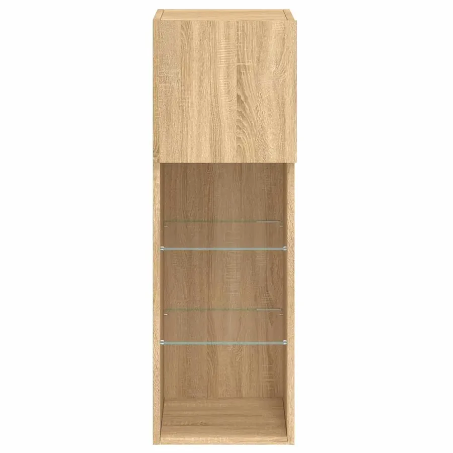Meubles TV avec lumières LED 2 pcs chêne sonoma 30,5x30x90 cm - 9