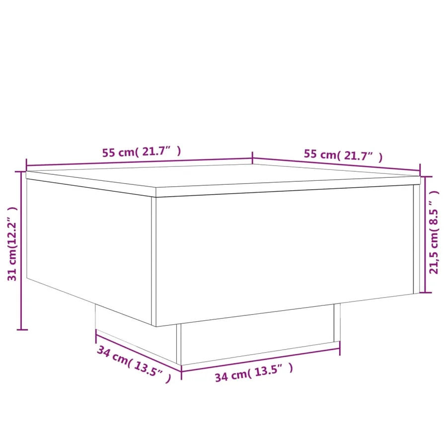 Table basse avec lumières LED sonoma gris 55x55x31 cm - 15