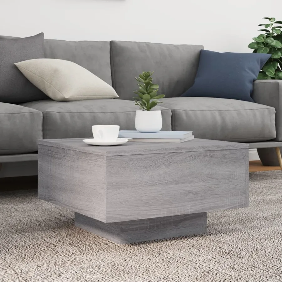 Table basse avec lumières LED sonoma gris 55x55x31 cm - 5