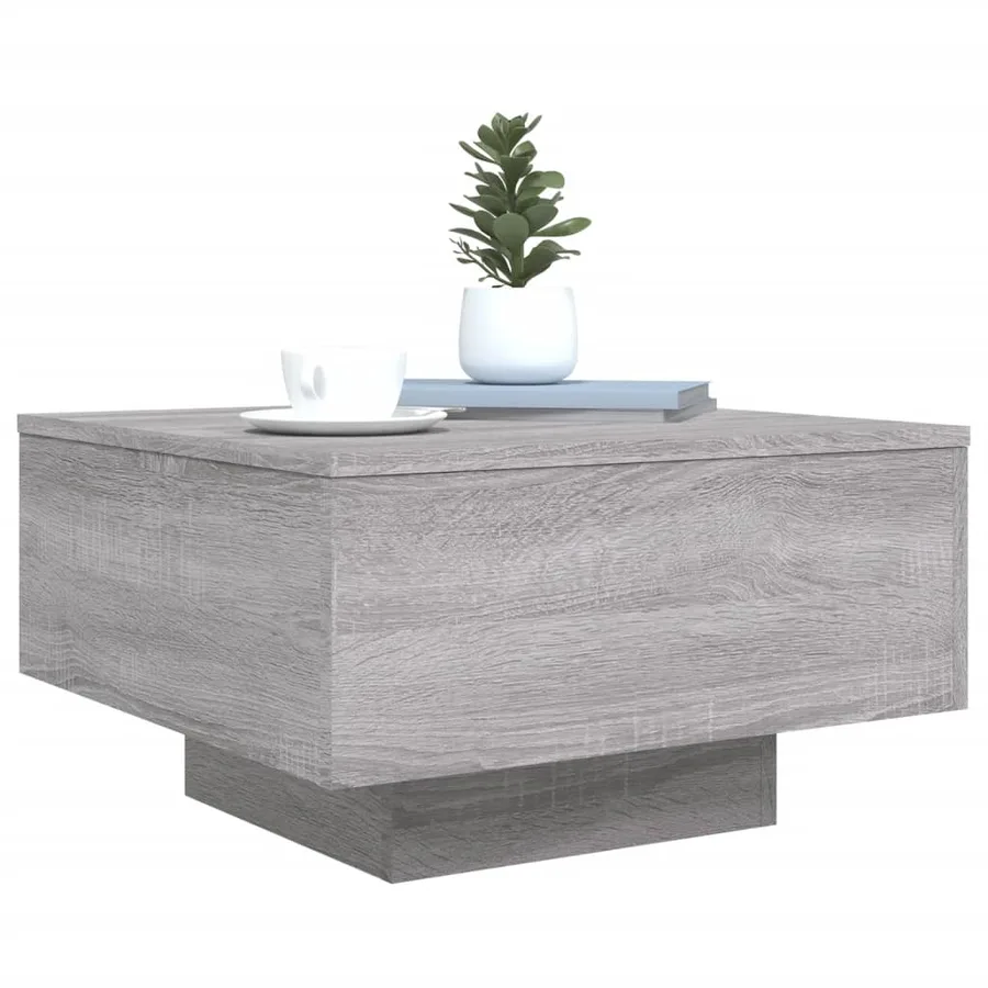 Table basse avec lumières LED sonoma gris 55x55x31 cm - 6