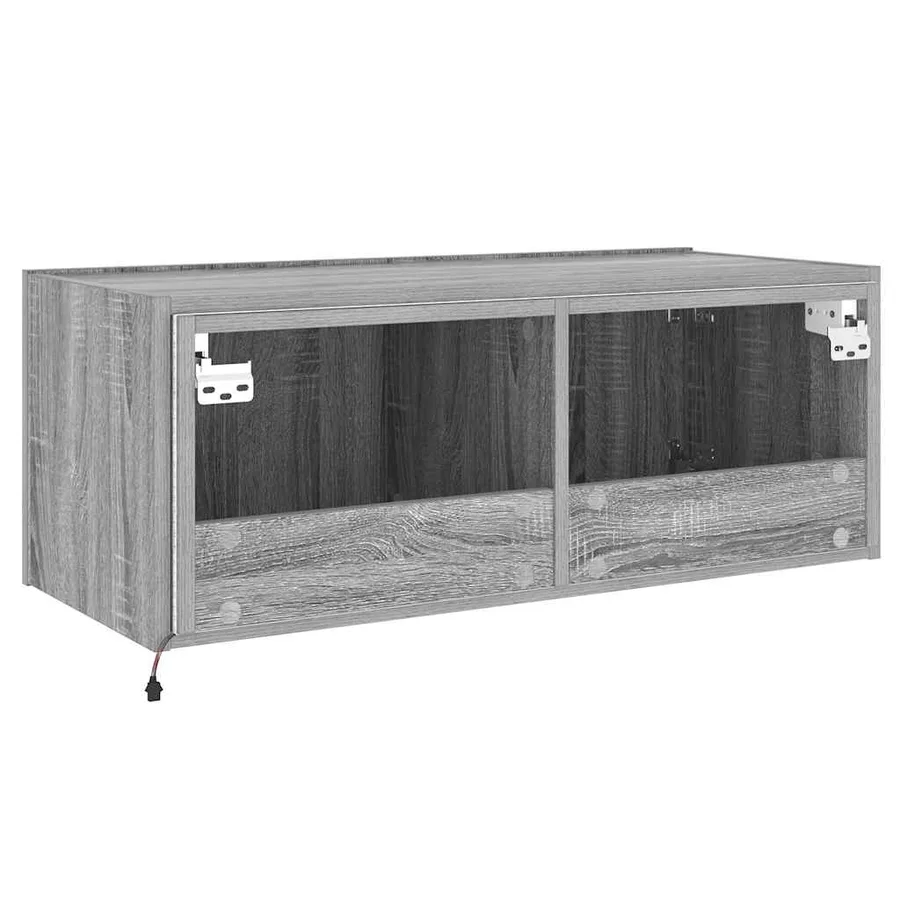 Meuble TV mural avec lumières LED sonoma gris 80x35x31 cm - 11
