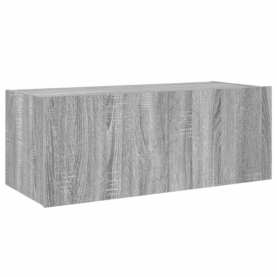 Meuble TV mural avec lumières LED sonoma gris 80x35x31 cm - 7