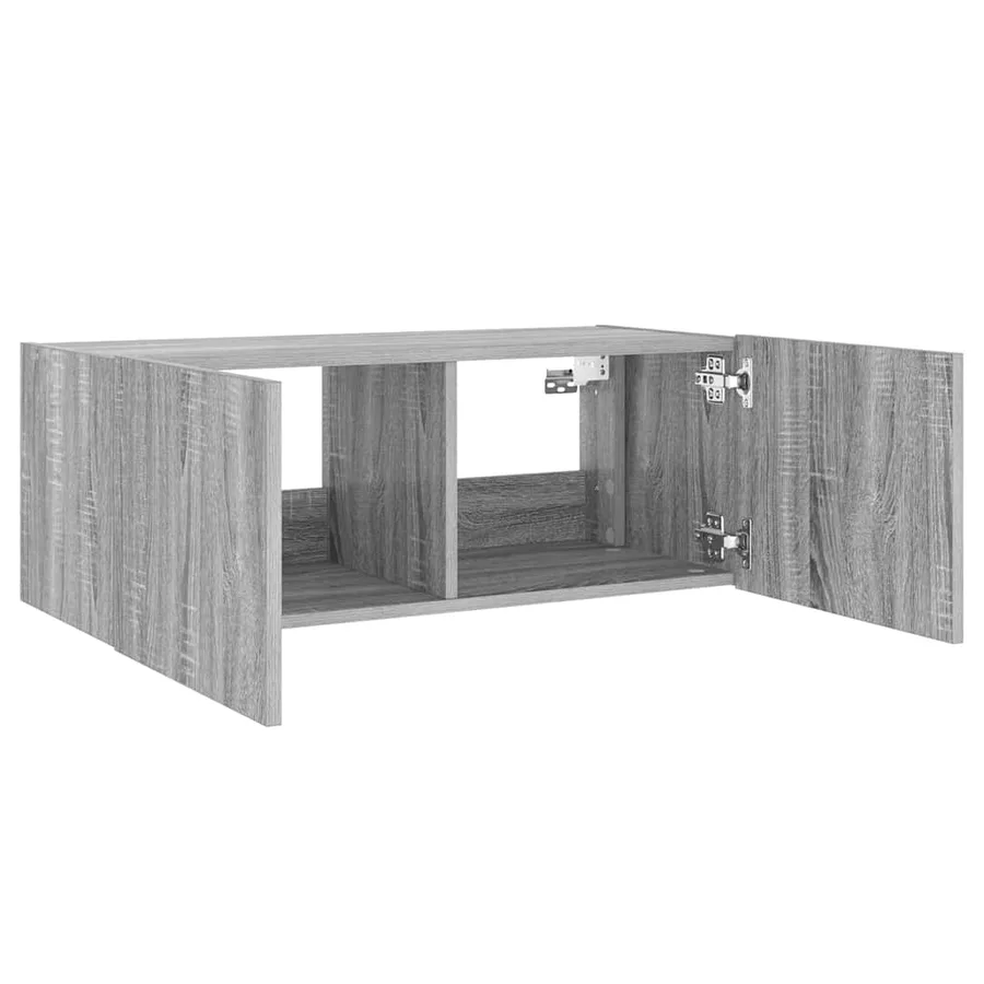 Meuble TV mural avec lumières LED sonoma gris 80x35x31 cm - 8