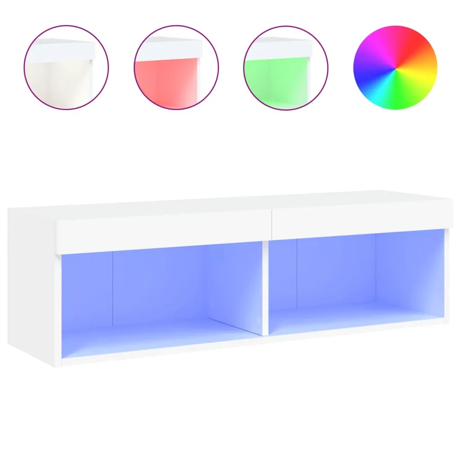 Meuble TV avec lumières LED blanc 100x30x30 cm - 2