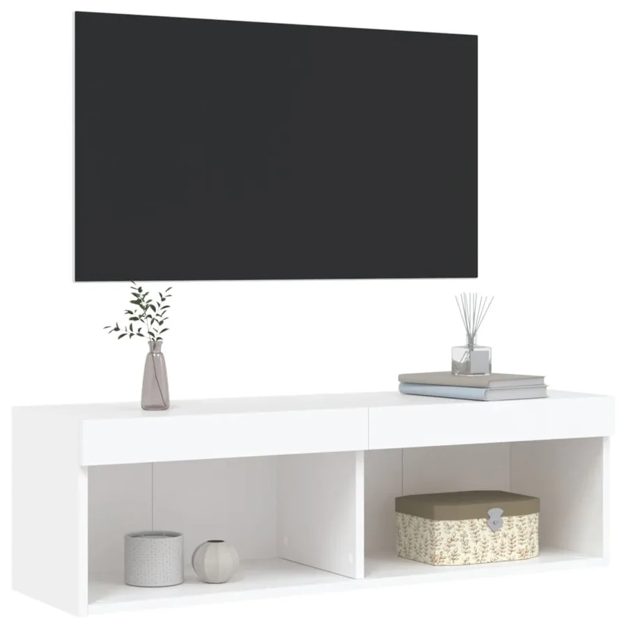 Meuble TV avec lumières LED blanc 100x30x30 cm - 6