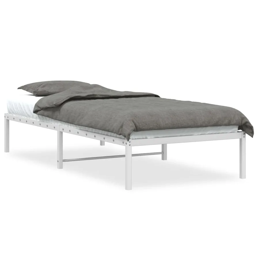 Cadre de lit métal sans matelas blanc 90x200 cm - 2