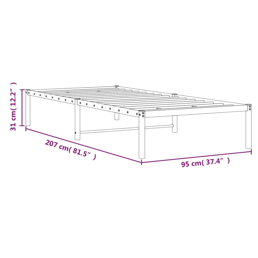 Cadre de lit métal sans matelas blanc 90x200 cm - 9