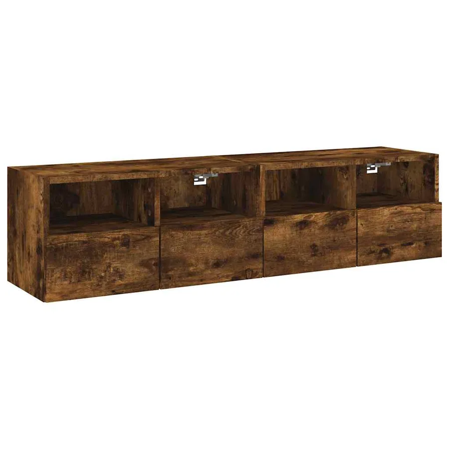 Meubles TV muraux 2 pcs chêne fumé 60x30x30cm bois d'ingénierie - 2