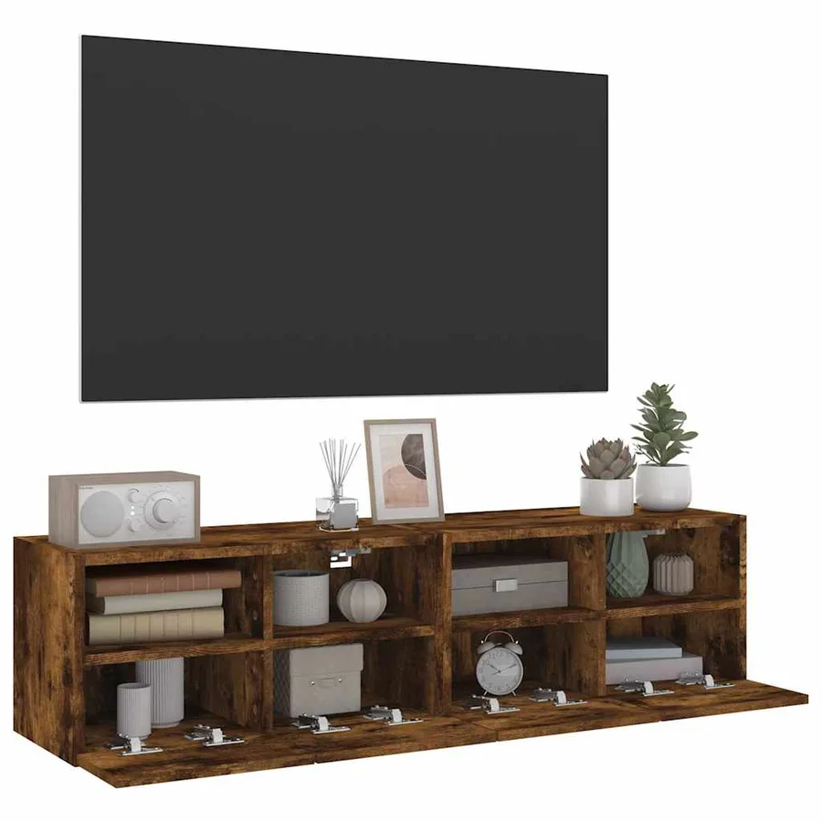 Meubles TV muraux 2 pcs chêne fumé 60x30x30cm bois d'ingénierie - 5