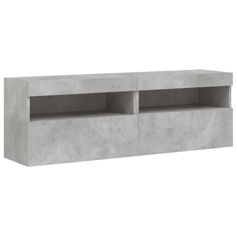 Ensemble de meubles TV muraux 8 pcs et lumières LED gris béton - 9