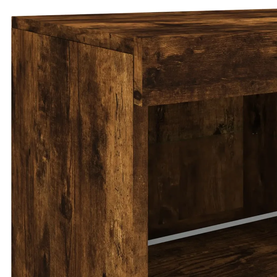 Buffet avec lumières LED chêne fumé 81x37x67 cm - 10