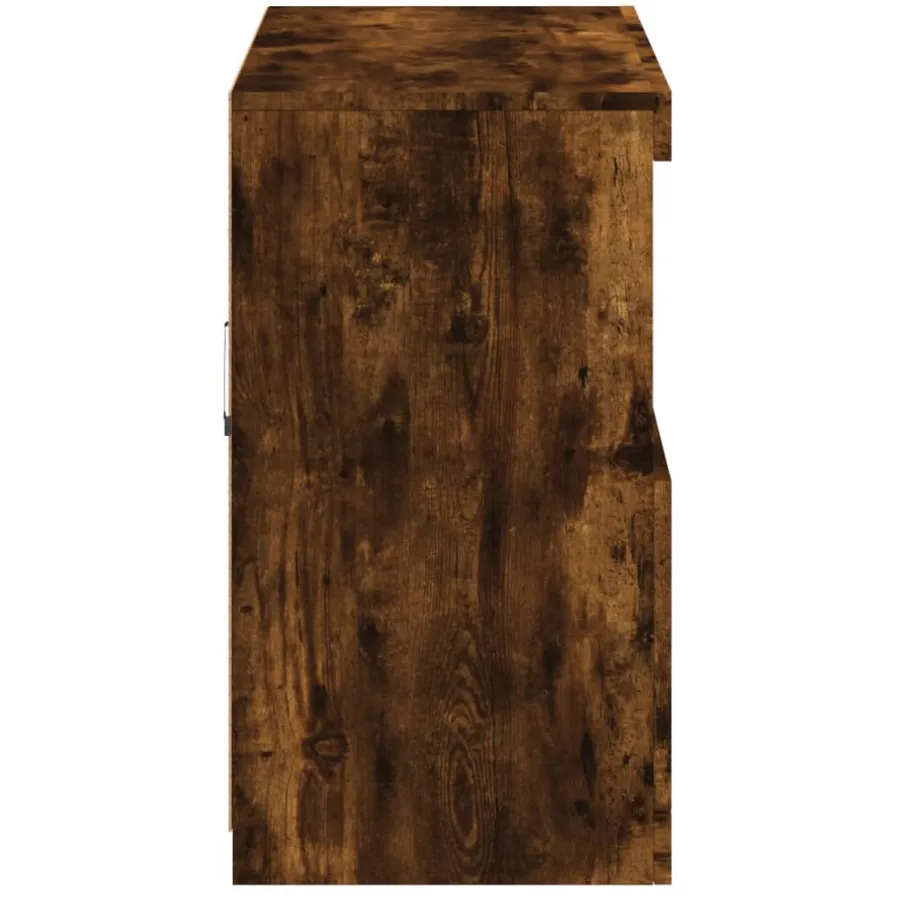 Buffet avec lumières LED chêne fumé 81x37x67 cm - 8