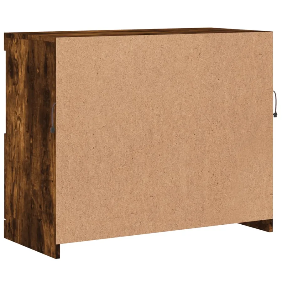 Buffet avec lumières LED chêne fumé 81x37x67 cm - 9