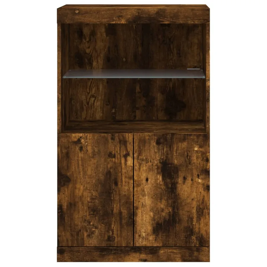 Buffet avec lumières LED chêne fumé 60,5x37x100 cm - 6